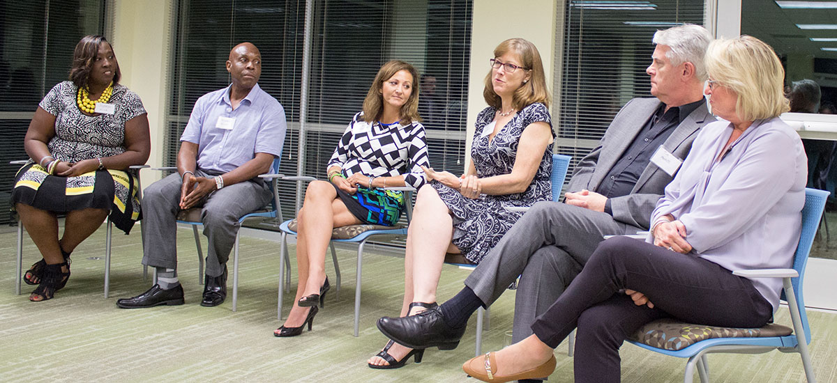 six family members participating in STEP family education and support group