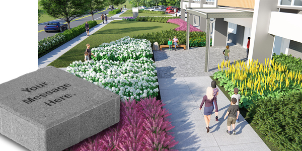 Support Us Paver Campaign commemorative pavers lining entrance walk to adolescent