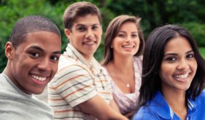 group of four teens