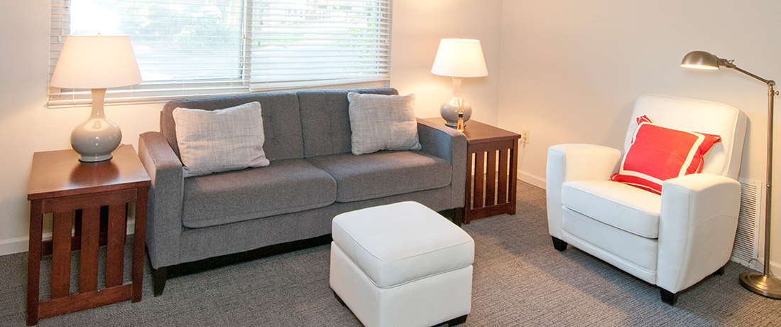 living room with couch and armchair