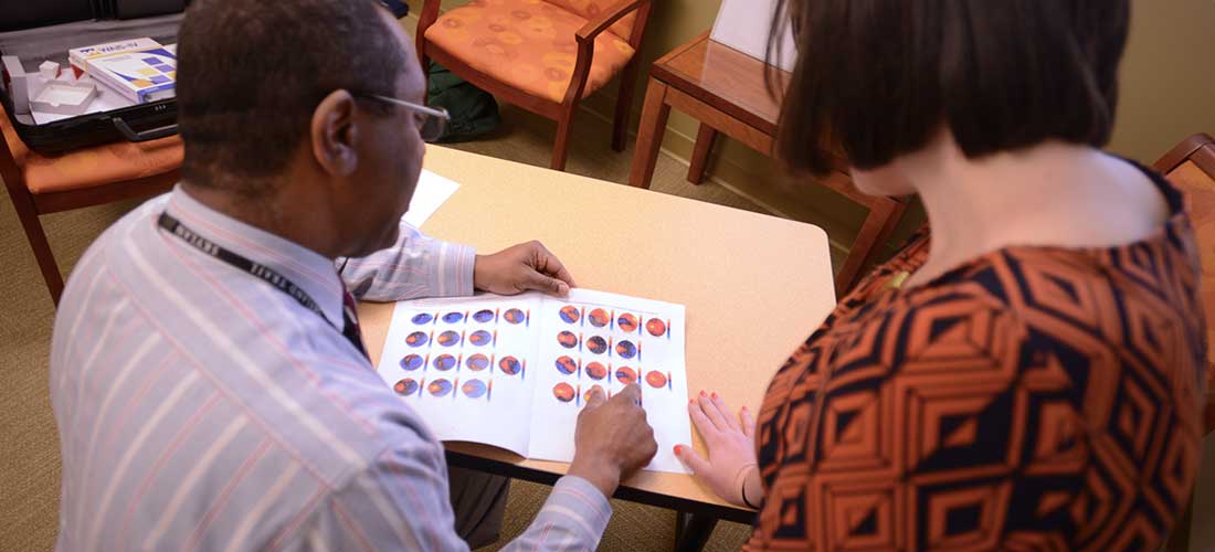 two people looking at results of psychological testing