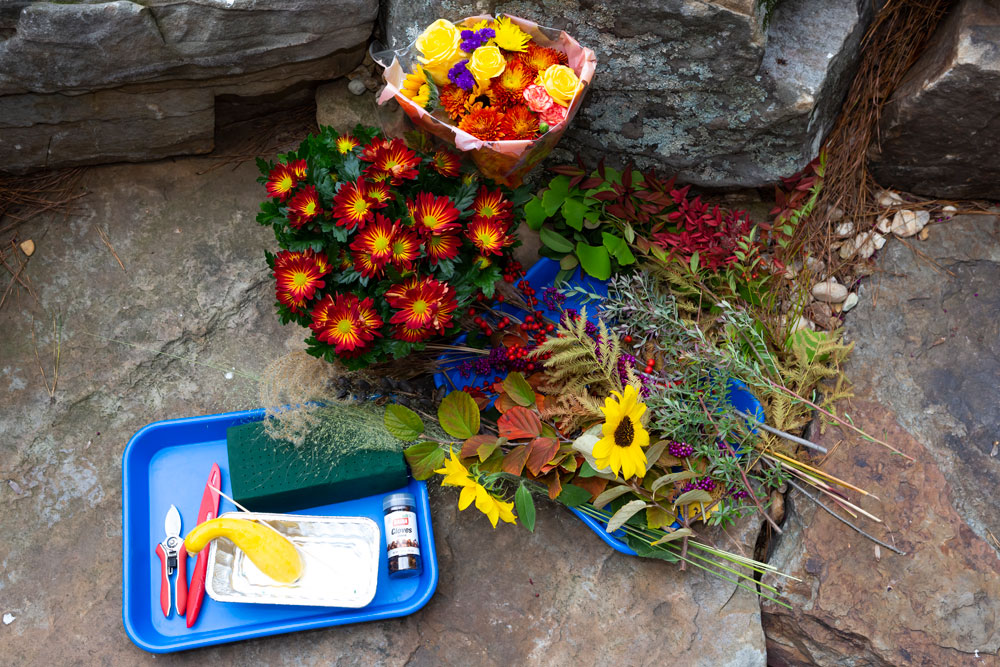 materials for making a floral turkey