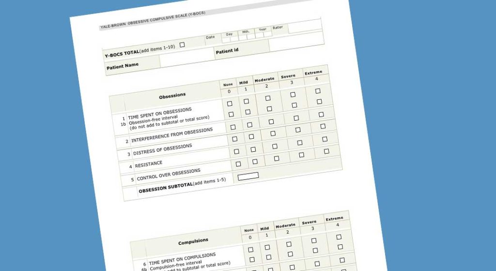 Y-BOCS evaluation test for OCD