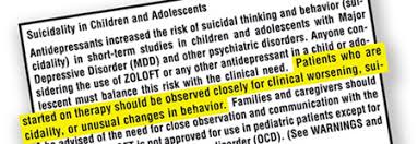 black box warning for adolescent on SSRI
