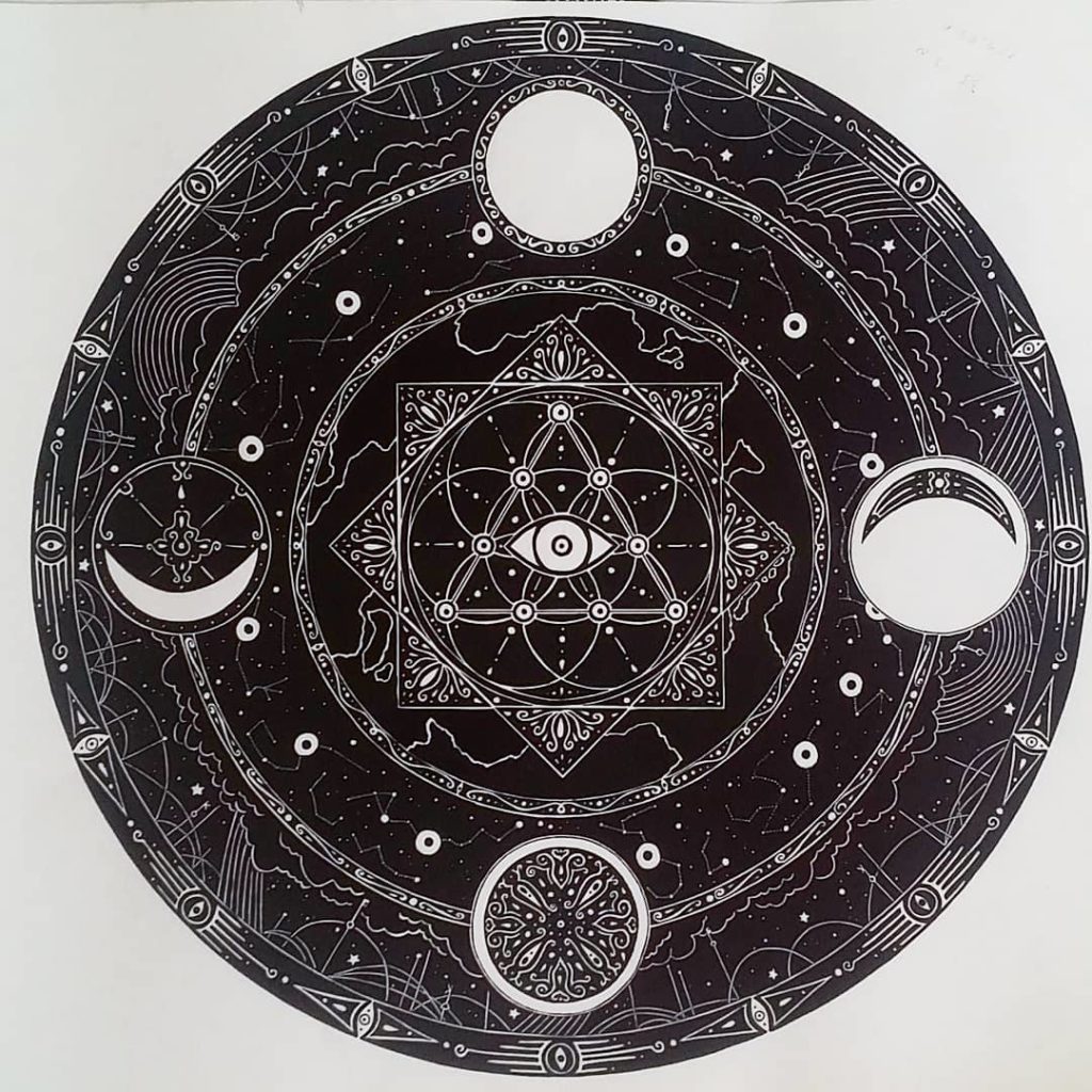 a circular drawing depicting the cycles of the mmon