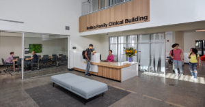 individuals in the main lobby of the Skyland Trail adolescent campus