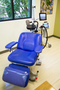 Image of the 50 Hz Theta Burst Stimulation MagVenture TMS Therapy machine at the Glenn Family Wellness Clinic at Skyland Trail