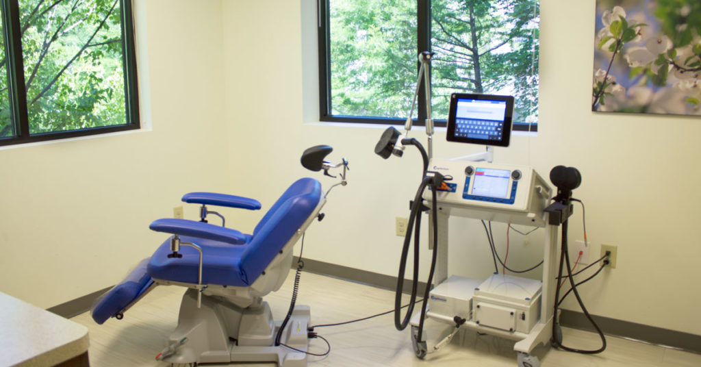 An image of the treatment room at Skyland Trail for theta burst transcranial magentic stimulation for depression