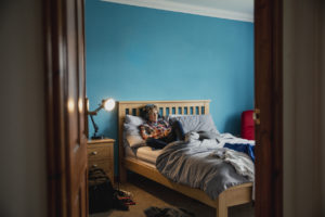 teen alone in room
