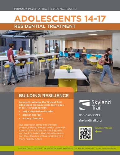 Cover of informational brochure about Skyland Trail mental health programs for adolescents