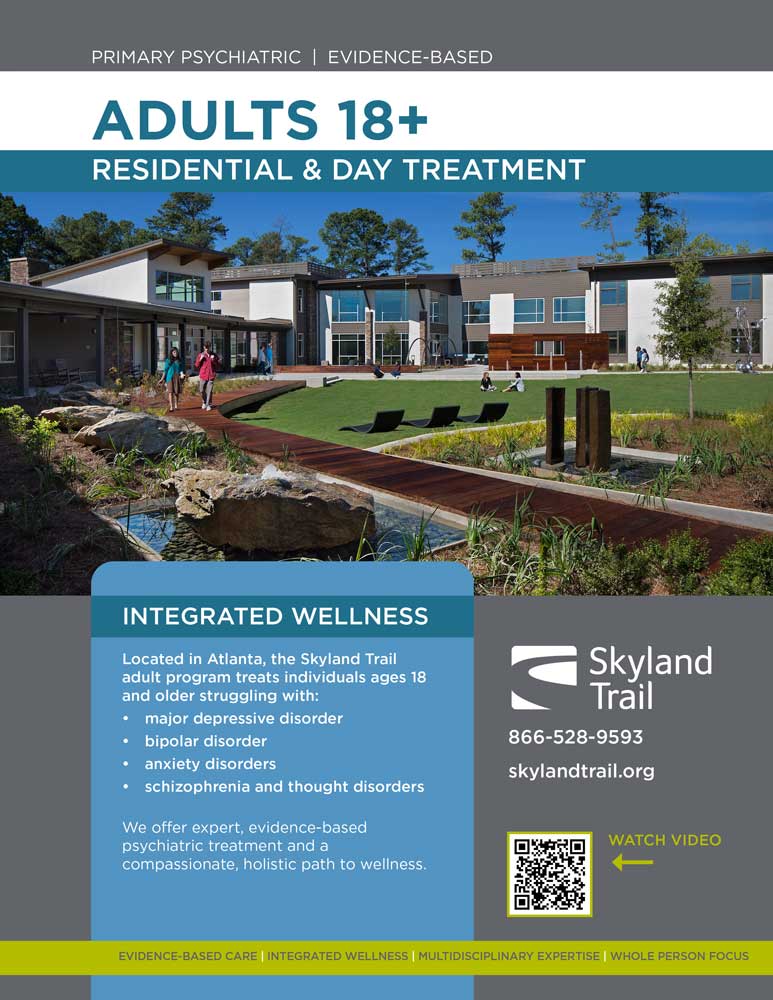 Cover image of informational brochure for Skyland Trail mental health programs for adults ages 18 and older