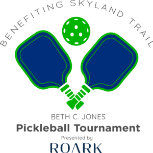 Logo and wordmark for the inaugural Beth C. Jones Pickleball Tournament presented by Roark