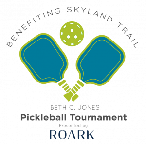 Logo and wordmark for the inaugural Beth C. Jones Pickleball Tournament presented by Roark