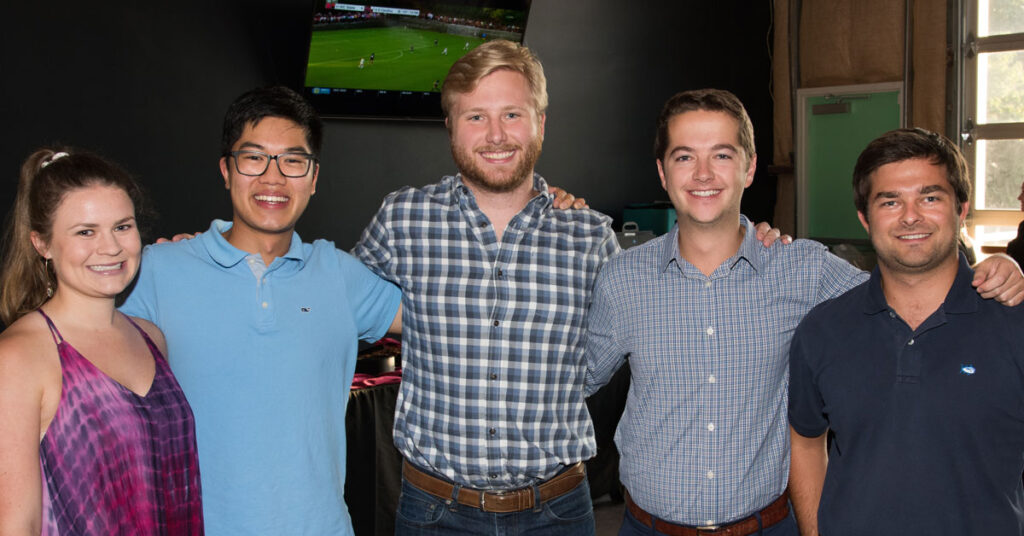 Five young professionals gathered at a previous Skyland Trailblazers Shindig event.
