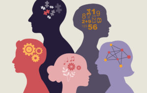 Neurodiversity illustration. People with different mindsets or psychological features