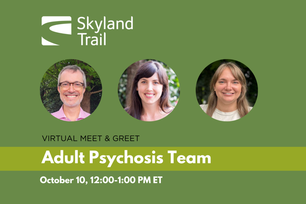 Virutal Meet & Greet - Skyland Trail Adult Psychosis Team - October 10, 12-1PM Eastern