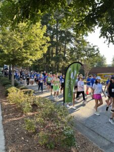 People walking on the race route at the Skyland Trail 5K 2025