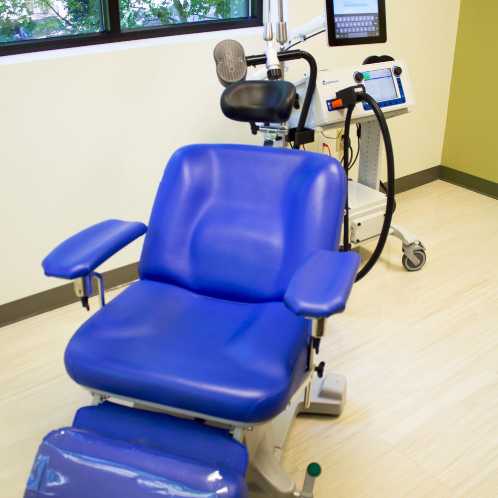 Image of the 50 Hz Theta Burst Stimulation MagVenture TMS Therapy machine at the Glenn Family Wellness Clinic at Skyland Trail