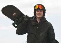Wyatt M with snowboard